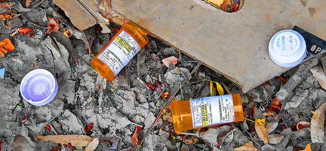 An image of pill bottles that were discarded after snorting pills